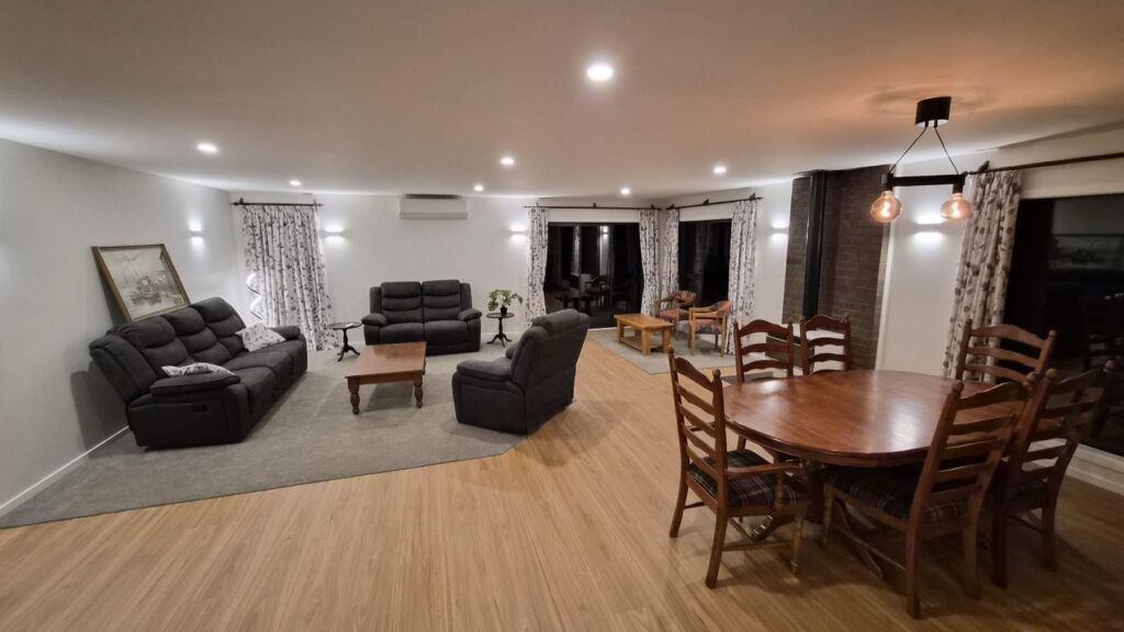 Open-plan living and dining area
