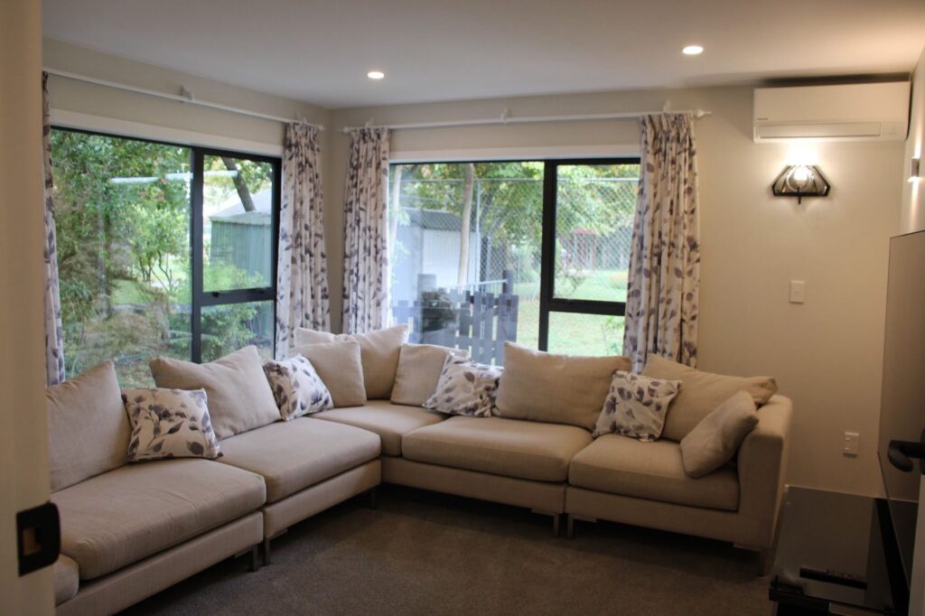 Lounge with a large sectional sofa